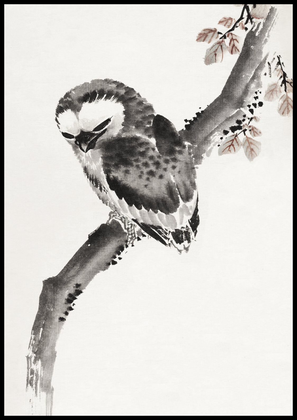 Plakat  Japanese Owl, Hokusai Japoński Vintage do Salonu