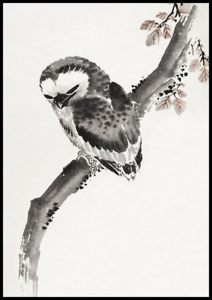 Plakat  Japanese Owl, Hokusai Japoński Vintage do Salonu