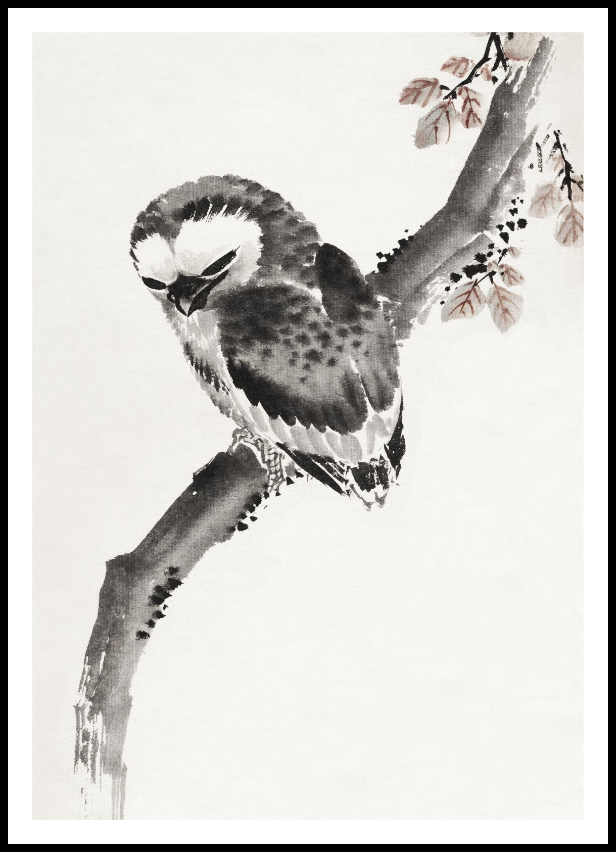 Plakat  Japanese Owl, Hokusai Japoński Vintage do Salonu