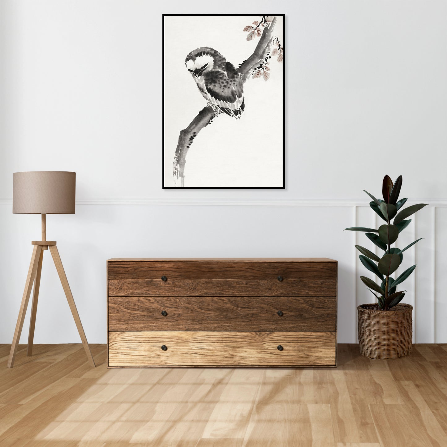 Plakat  Japanese Owl, Hokusai Japoński Vintage do Salonu