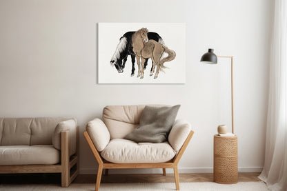 Obraz   Horses Sketches, Hokusai Japoński Vintage do Salonu