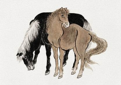 Plakat   Horses Sketches, Hokusai Japoński Vintage do Salonu