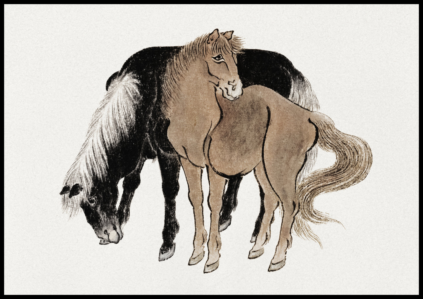 Plakat   Horses Sketches, Hokusai Japoński Vintage do Salonu