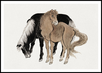 Plakat   Horses Sketches, Hokusai Japoński Vintage do Salonu