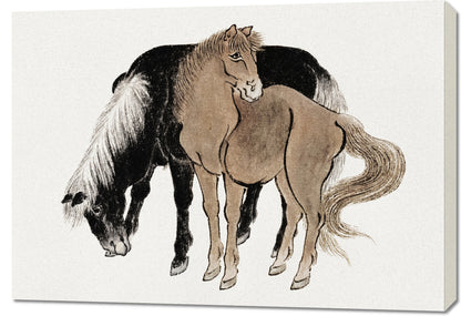 Obraz   Horses Sketches, Hokusai Japoński Vintage do Salonu