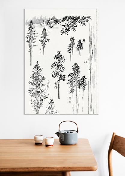 Obraz  Pine Trees, Hokusai Japoński Vintage do Salonu