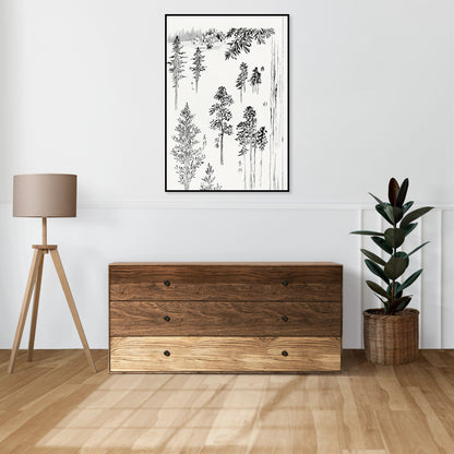 Plakat  Pine Trees, Hokusai Japoński Vintage do Salonu