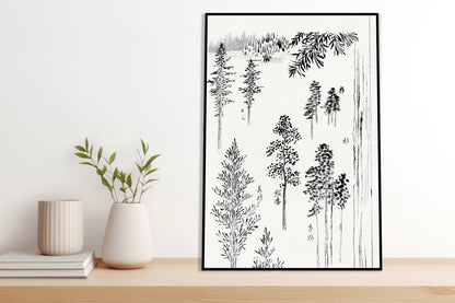 Plakat  Pine Trees, Hokusai Japoński Vintage do Salonu