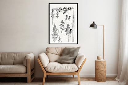 Plakat  Pine Trees, Hokusai Japoński Vintage do Salonu