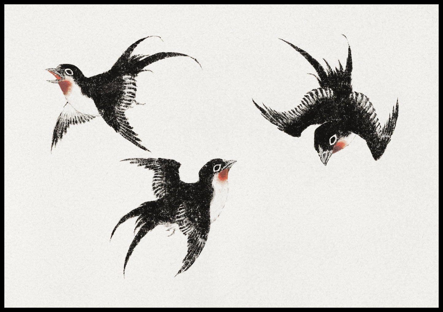Plakat  Birds, Hokusai Japoński Vintage do Salonu