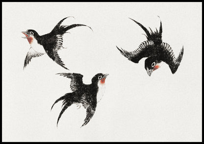 Plakat  Birds, Hokusai Japoński Vintage do Salonu