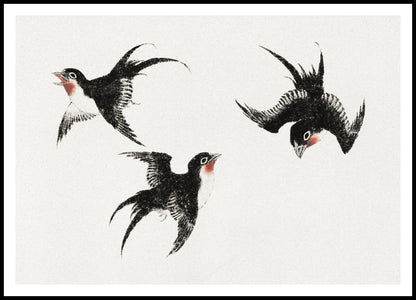 Plakat  Birds, Hokusai Japoński Vintage do Salonu