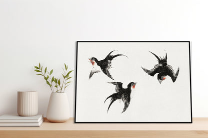 Plakat  Birds, Hokusai Japoński Vintage do Salonu