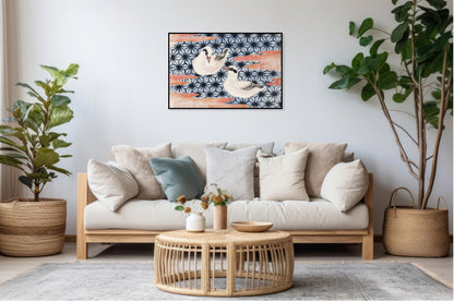 Plakat  Birds 2, Hokusai Japoński Vintage do Salonu
