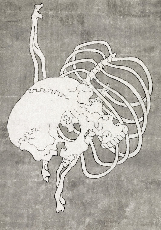 Plakat  Skull and Ribcage, Hokusai Japoński Vintage do Salonu