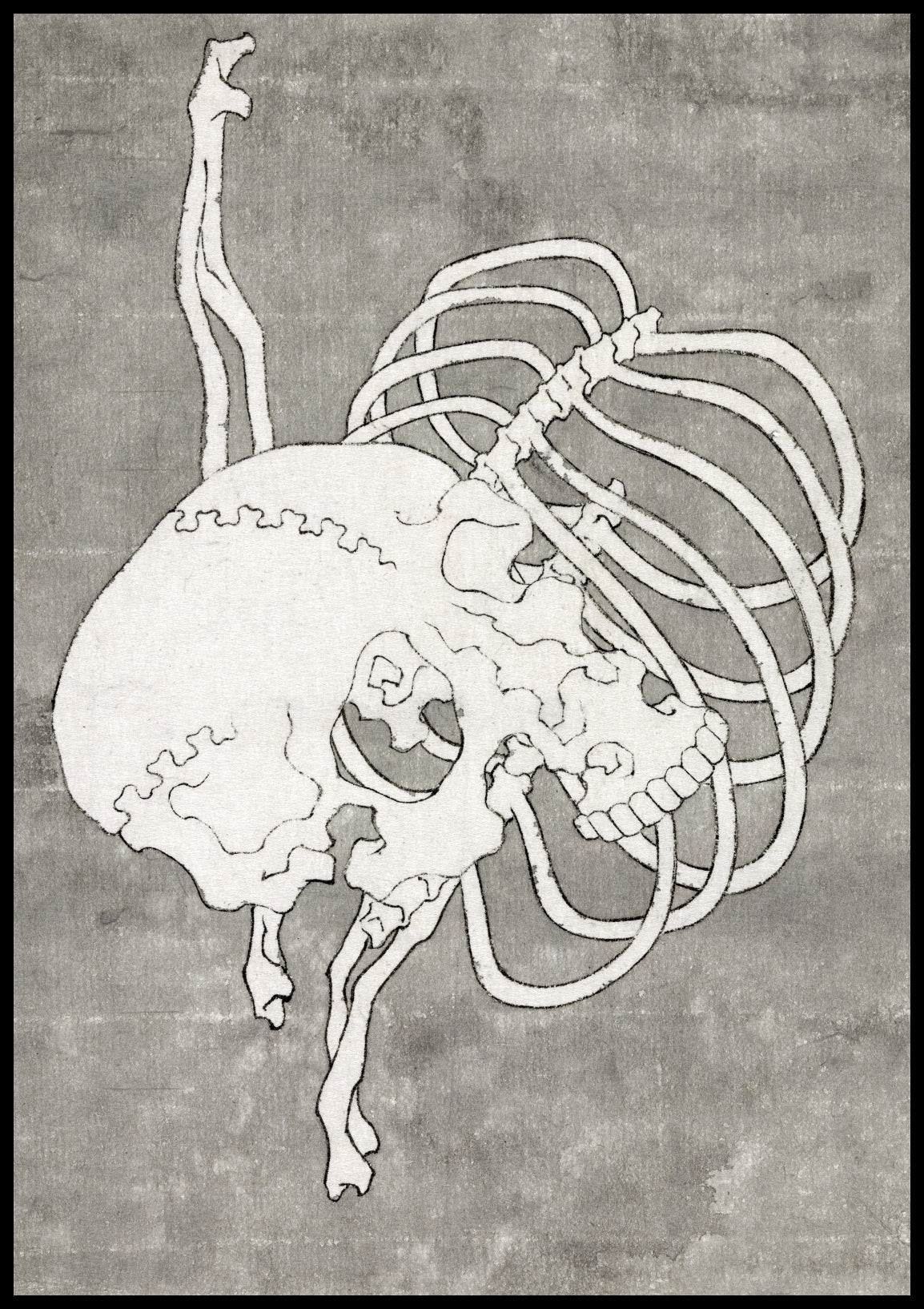 Plakat  Skull and Ribcage, Hokusai Japoński Vintage do Salonu