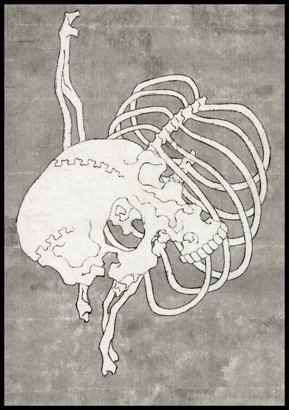 Plakat  Skull and Ribcage, Hokusai Japoński Vintage do Salonu