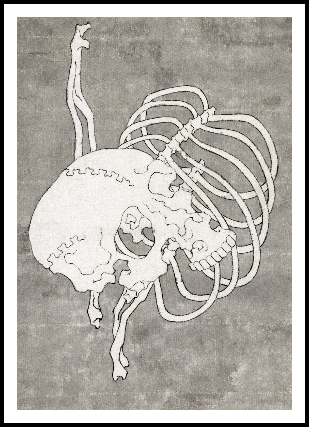 Plakat  Skull and Ribcage, Hokusai Japoński Vintage do Salonu