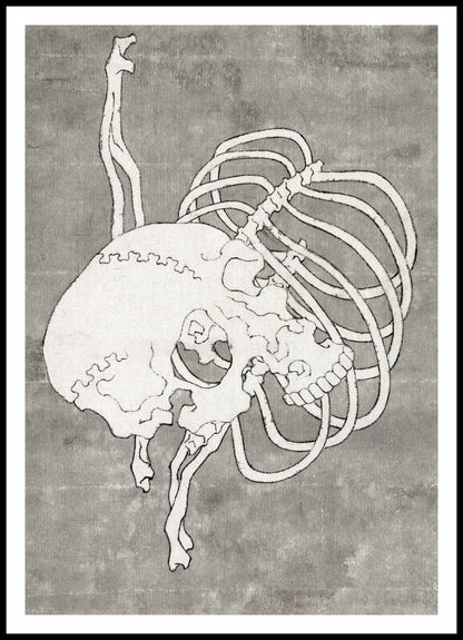 Plakat  Skull and Ribcage, Hokusai Japoński Vintage do Salonu