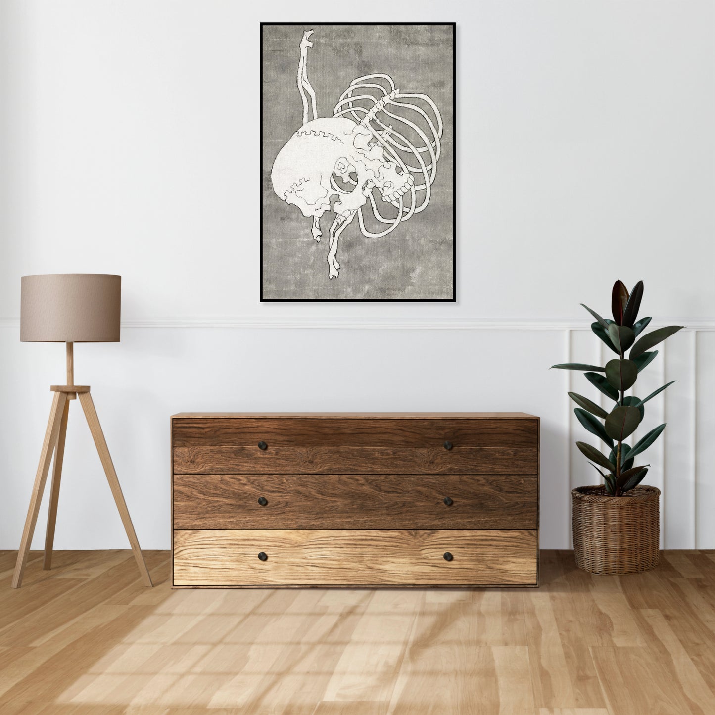 Plakat  Skull and Ribcage, Hokusai Japoński Vintage do Salonu