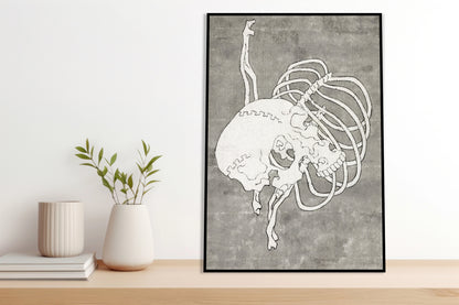 Plakat  Skull and Ribcage, Hokusai Japoński Vintage do Salonu