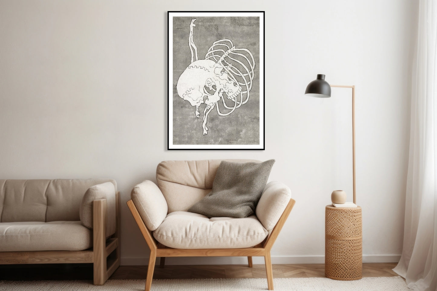 Plakat  Skull and Ribcage, Hokusai Japoński Vintage do Salonu