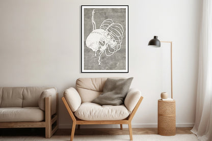 Plakat  Skull and Ribcage, Hokusai Japoński Vintage do Salonu