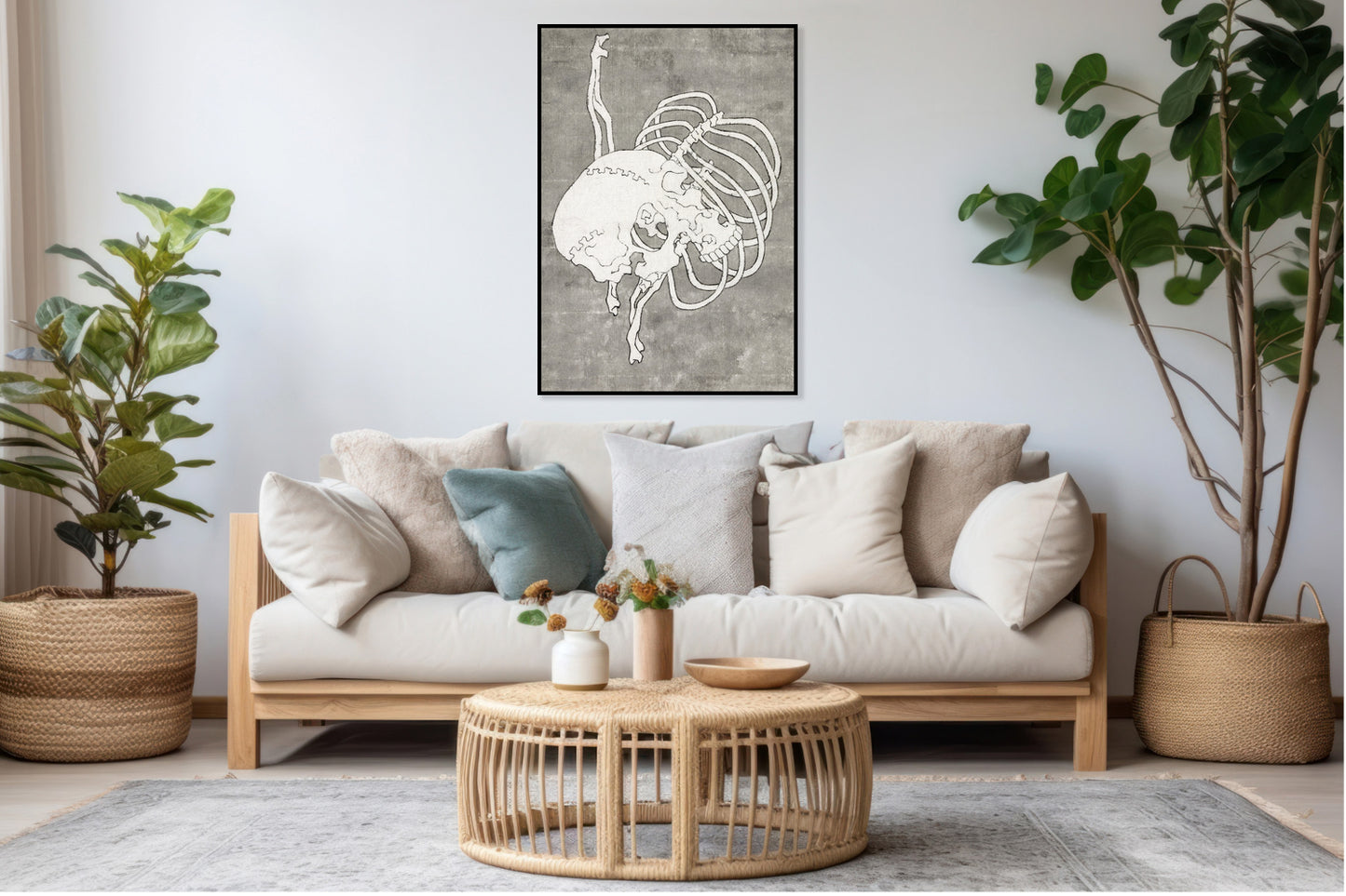 Plakat  Skull and Ribcage, Hokusai Japoński Vintage do Salonu