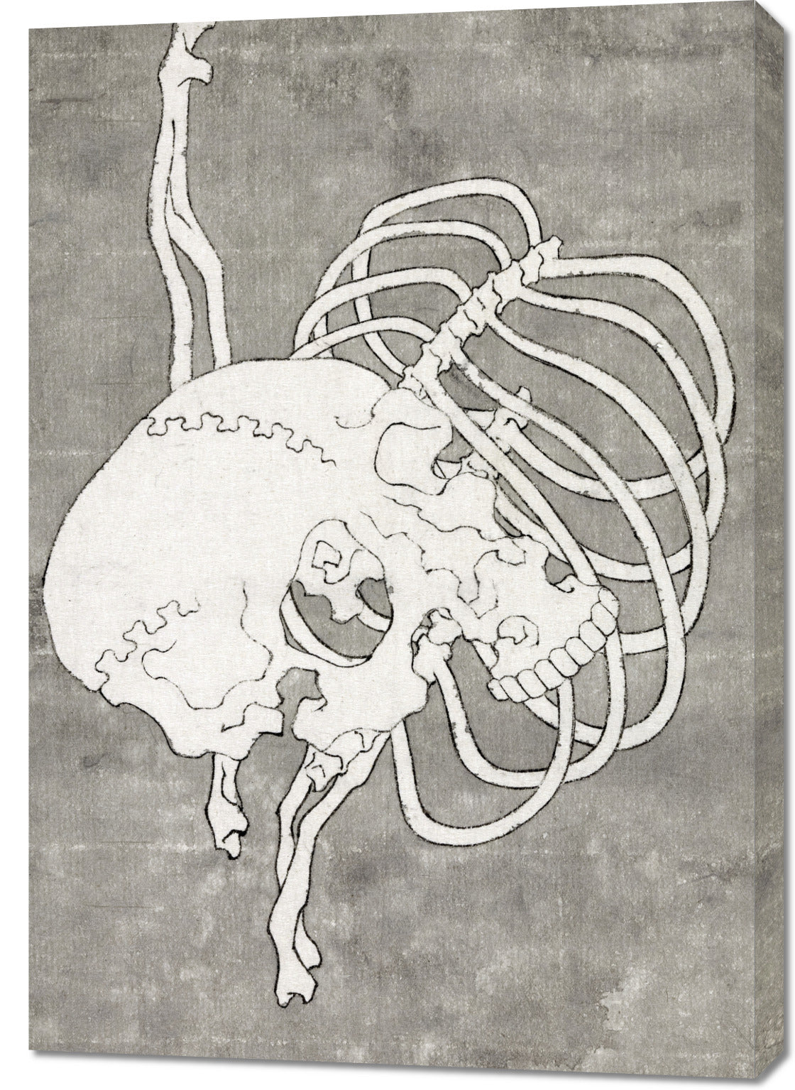 Obraz  Skull and Ribcage, Hokusai Japoński Vintage do Salonu