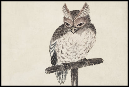 Plakat  Owl 2, Hokusai Japoński Vintage do Salonu