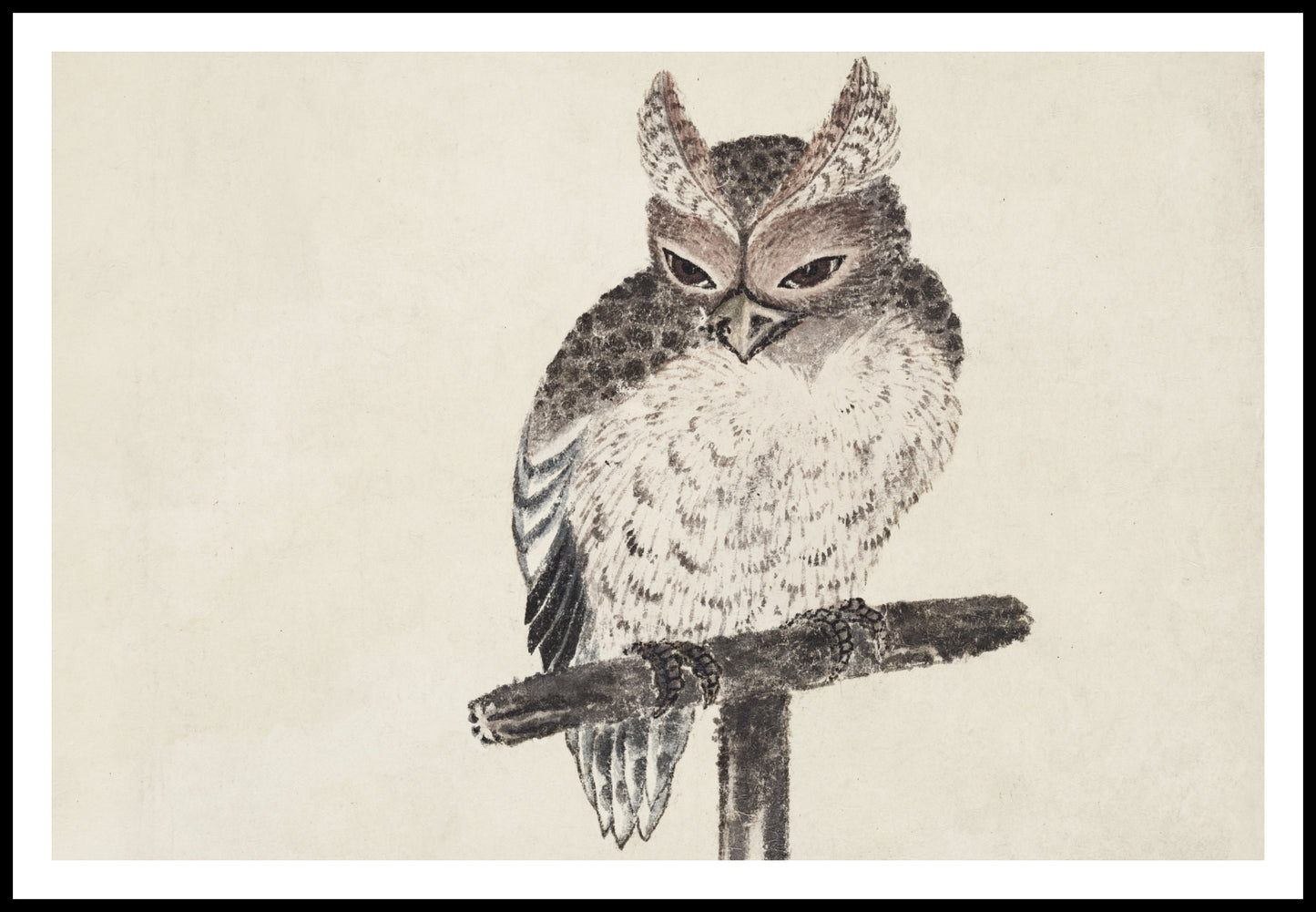Plakat  Owl 2, Hokusai Japoński Vintage do Salonu