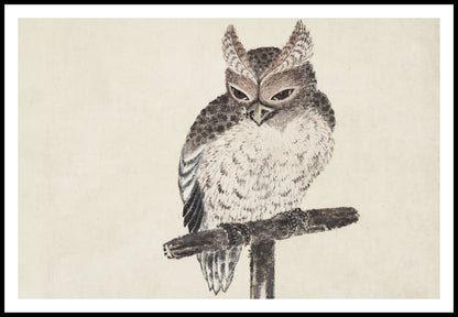 Plakat  Owl 2, Hokusai Japoński Vintage do Salonu