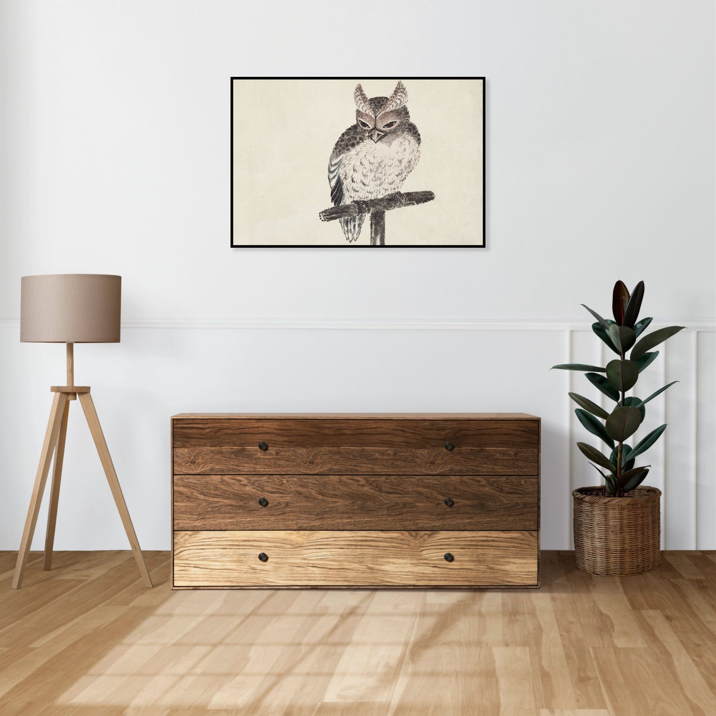 Plakat  Owl 2, Hokusai Japoński Vintage do Salonu