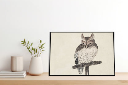 Plakat  Owl 2, Hokusai Japoński Vintage do Salonu