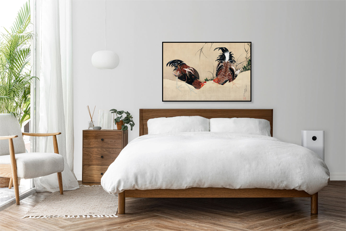 Plakat   Gamecocks, Hokusai Japoński Vintage do Salonu
