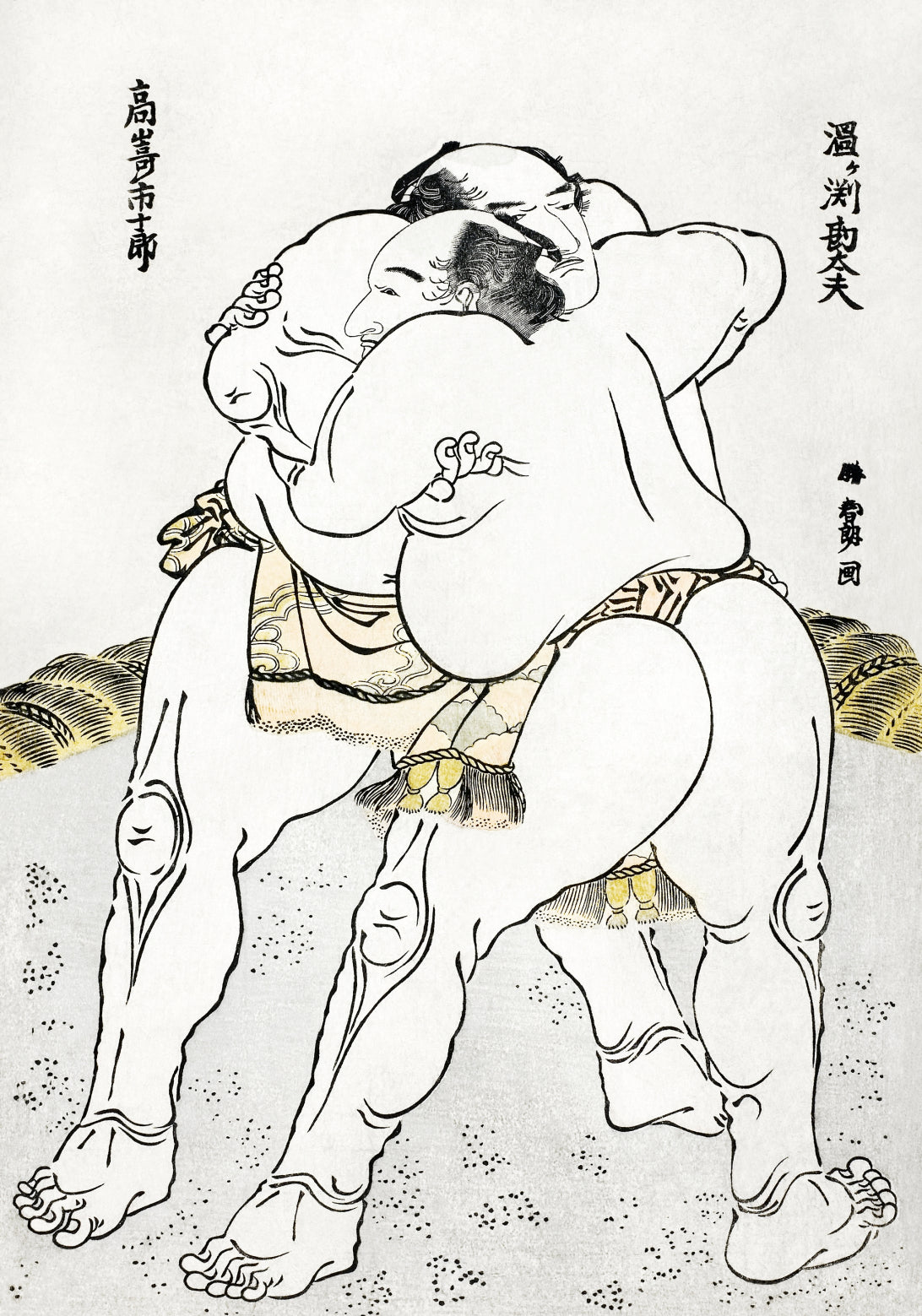 Plakat  Sumo Wrestlers, Hokusai Japoński Vintage do Salonu