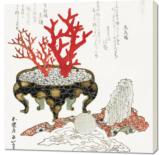 Obraz  Coral Branch, Hokusai Japoński Vintage do Salonu