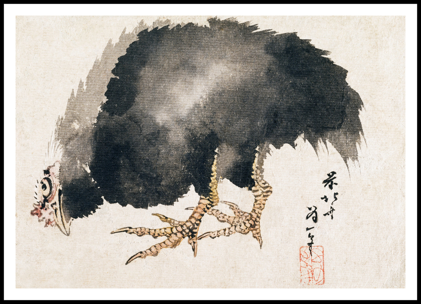 Plakat  Kogut, Hokusai Japoński Vintage do Salonu