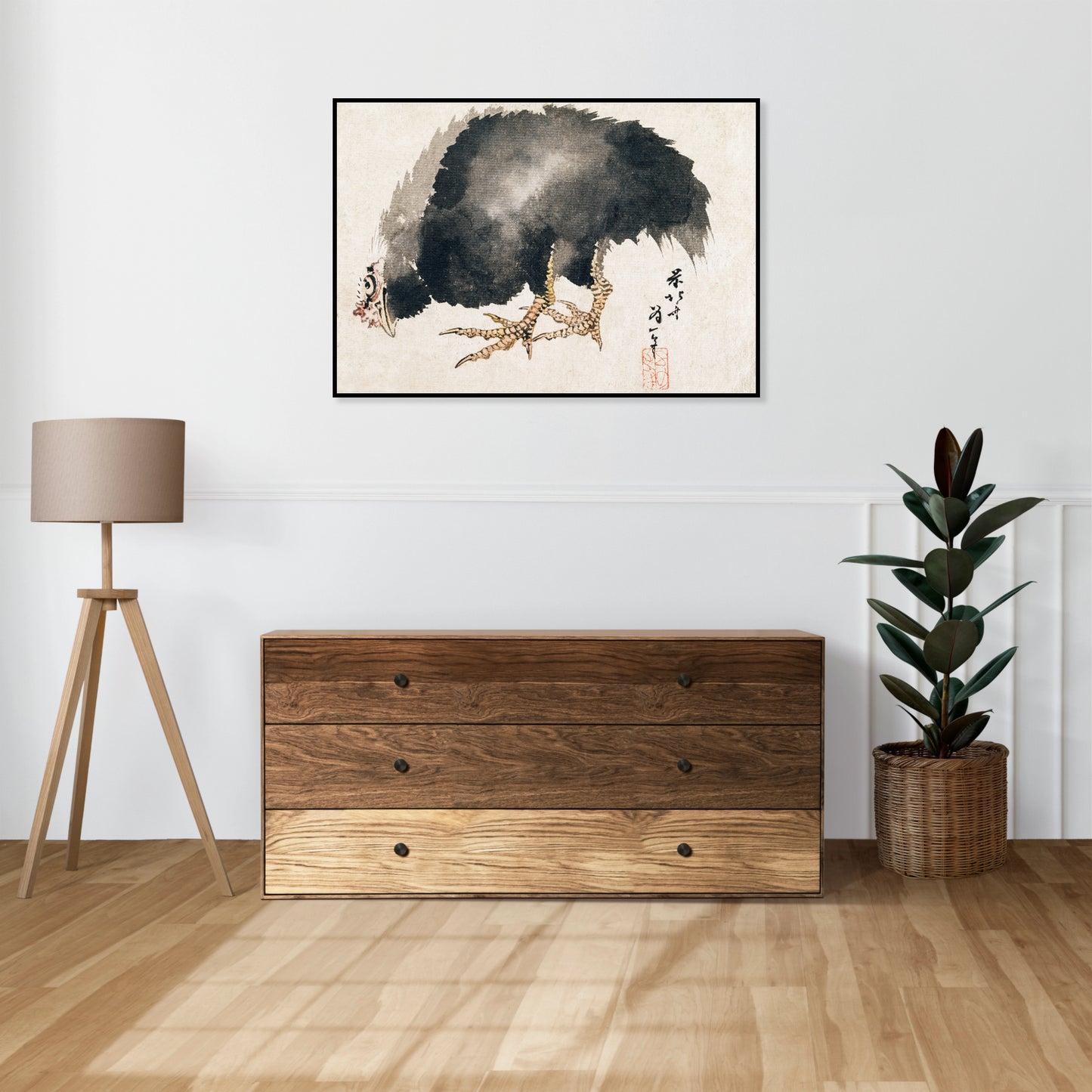 Plakat  Kogut, Hokusai Japoński Vintage do Salonu