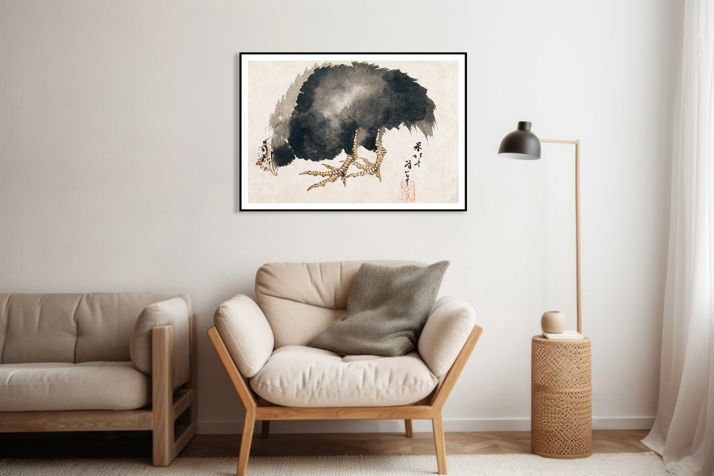 Plakat  Kogut, Hokusai Japoński Vintage do Salonu