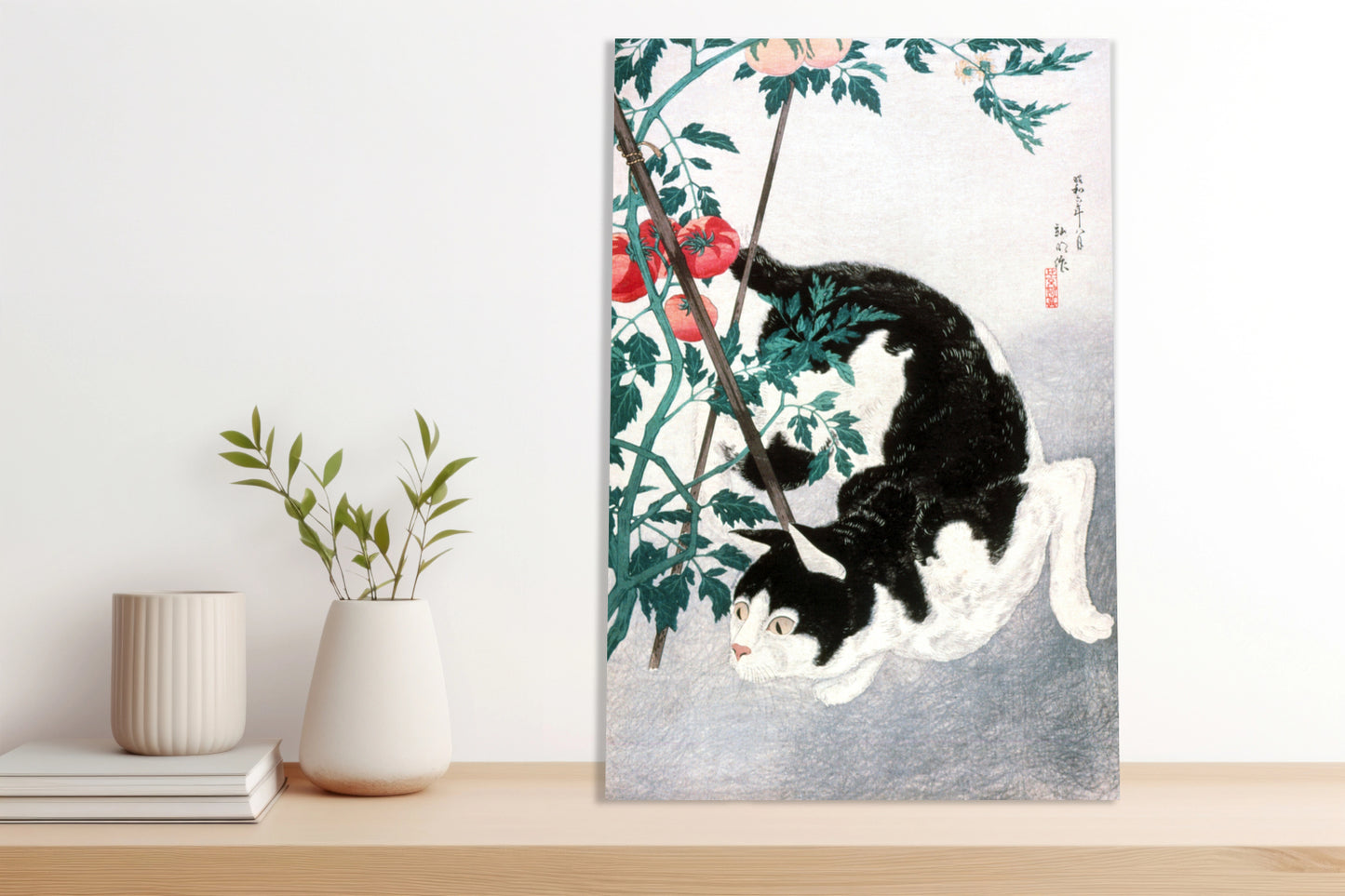 Obraz  Cat with Tomato Plant, Takahashi Japoński Vintage do Salonu