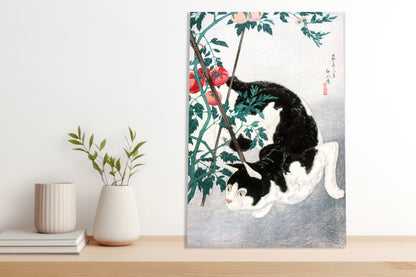 Obraz  Cat with Tomato Plant, Takahashi Japoński Vintage do Salonu