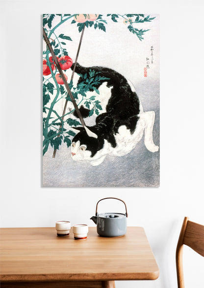 Obraz  Cat with Tomato Plant, Takahashi Japoński Vintage do Salonu