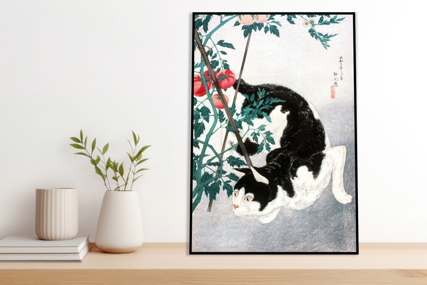 Plakat  Cat with Tomato Plant, Takahashi Japoński Vintage do Salonu