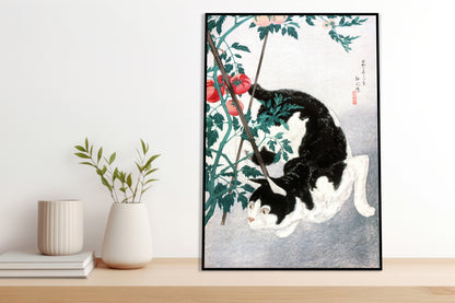 Plakat  Cat with Tomato Plant, Takahashi Japoński Vintage do Salonu