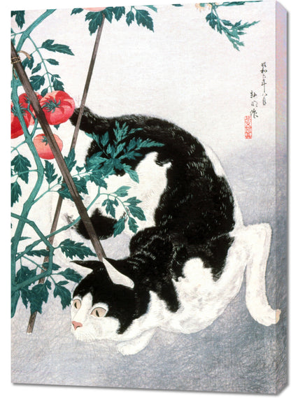 Obraz  Cat with Tomato Plant, Takahashi Japoński Vintage do Salonu