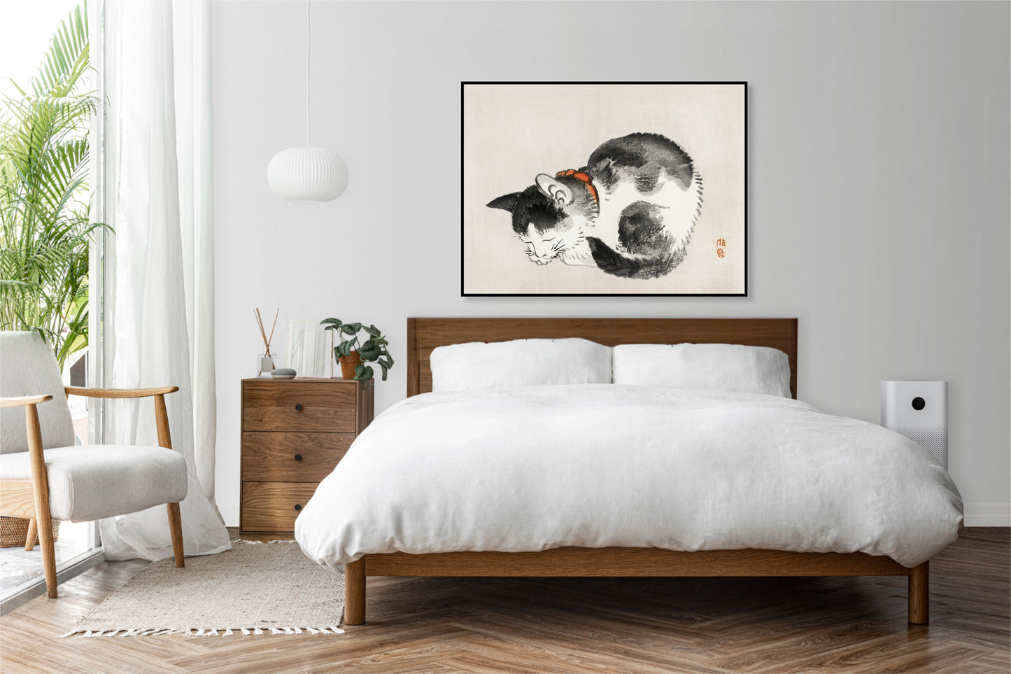 Plakat  Sleeping Cat, Bairei Japoński Vintage do Salonu