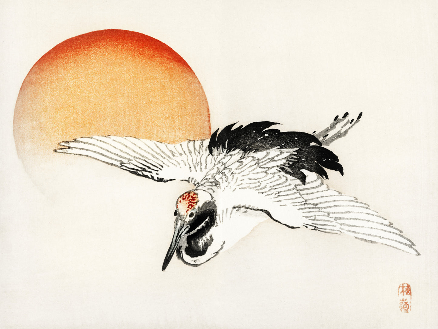 Plakat  Flying Crane, Kōno Bairei Japoński Vintage do Salonu