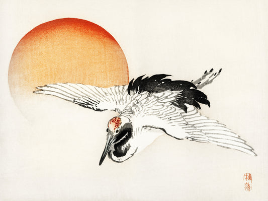 Plakat  Flying Crane, Kōno Bairei Japoński Vintage do Salonu