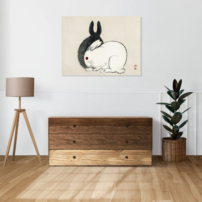 Obraz  Black and White Rabbits, Gakan Japoński Vintage do Salonu